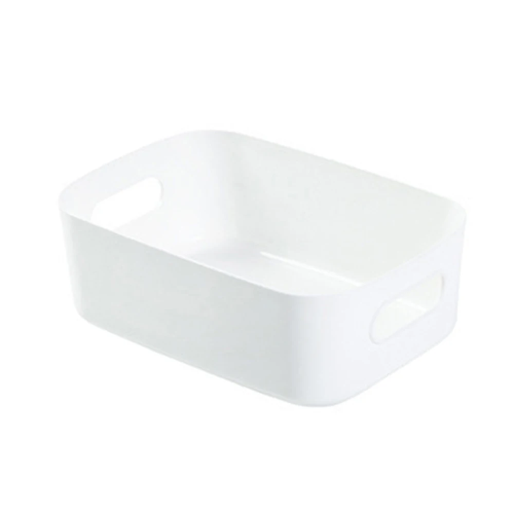 1pc White Desktop Plastic Box, Cosmetic Organizer, Kitchen Storage Box, Snack Storage Basket