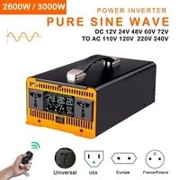 Pure Sine Wave Inverter Solar Car Inverters Off Portable Converter Power 12V 24V 48V 60V 72V to AC 110V 220V 2600W 3000W 50/60HZ