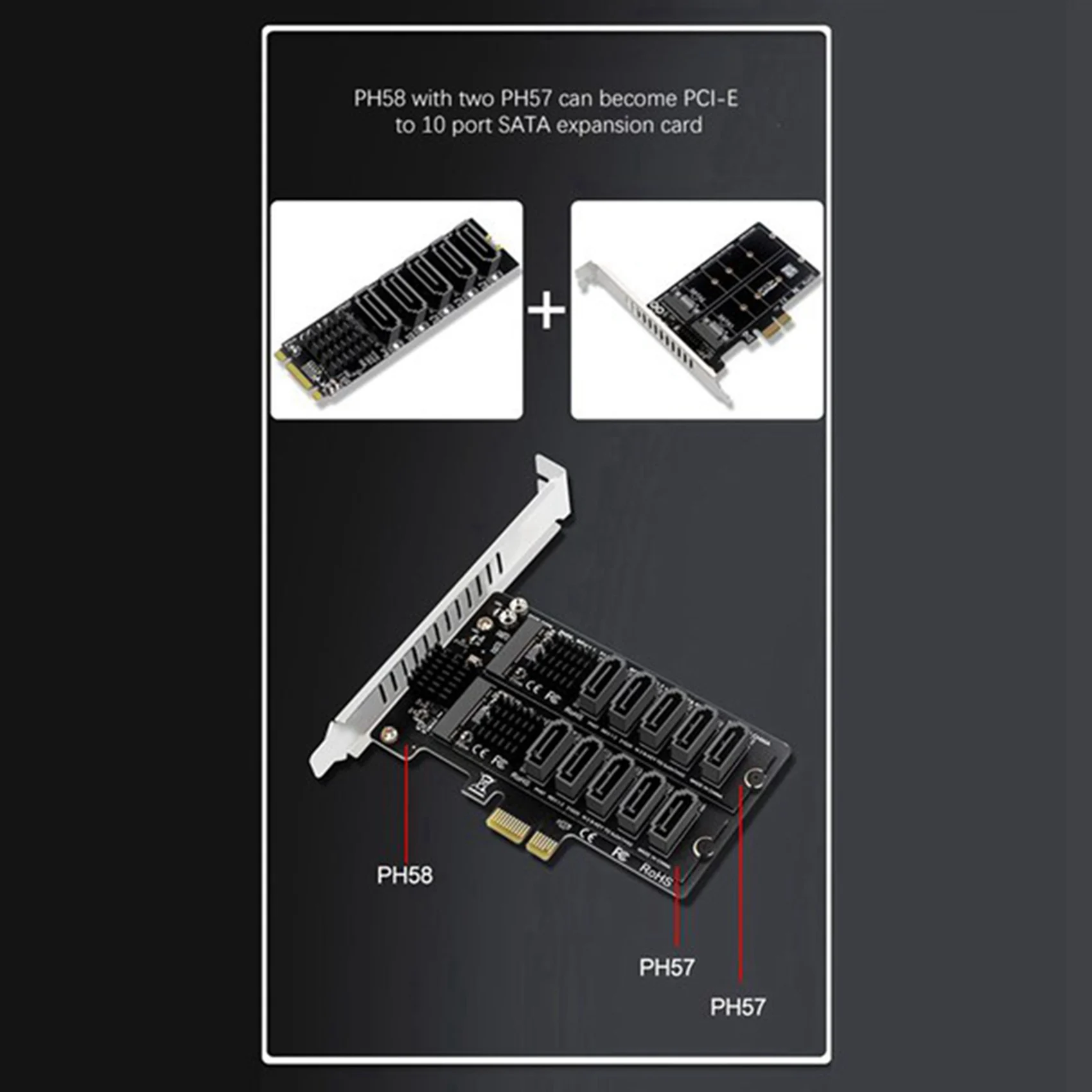 Leading-2X M.2 NGFF B-Key SATA Change 5 Port Expansion Card 6Gbps Expansion Card JMB585 Chipset