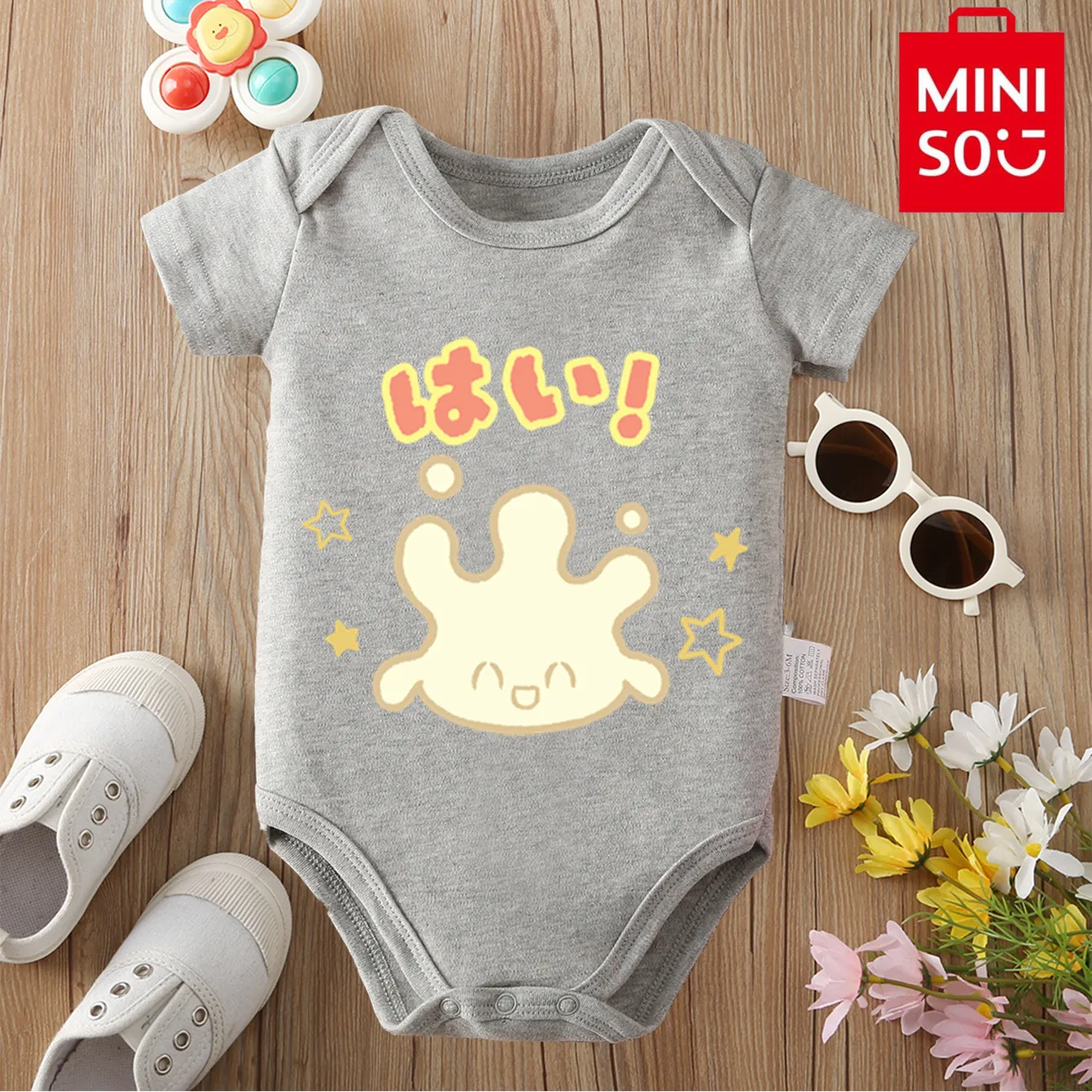 

MINISO из чистого хлопка с милым принтом Пикачура, удобное и мягкое боди для малышей, комбинезон-комбинезон для новорожденных от 0 до 12 месяцев