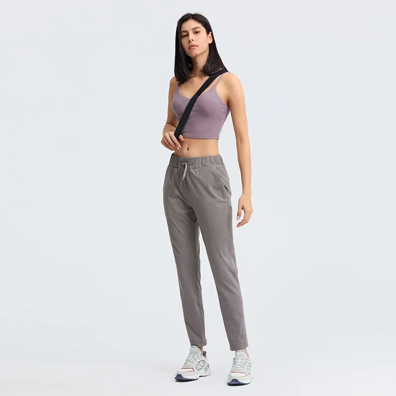 MRMT 2025 tout nouveau pantalon de Yoga ample à jambes droites, drapé à la taille avec cordon de serrage, pantalon élastique de sport et de loisirs à neuf points pour femmes
