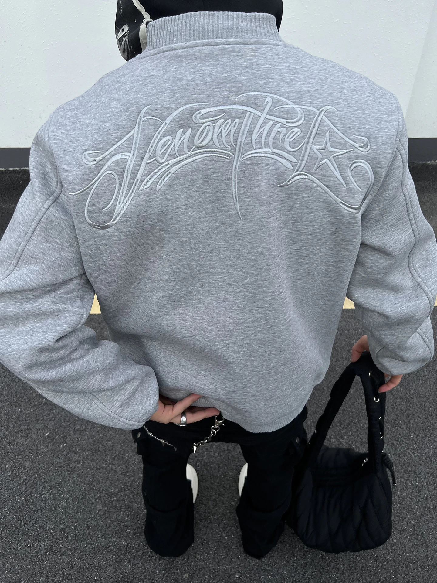 

American Sle Heavyweight Letter Embroidery Baseball Jaet Street Vibe Windproof Men's ort Wide Fit Outerwear Top