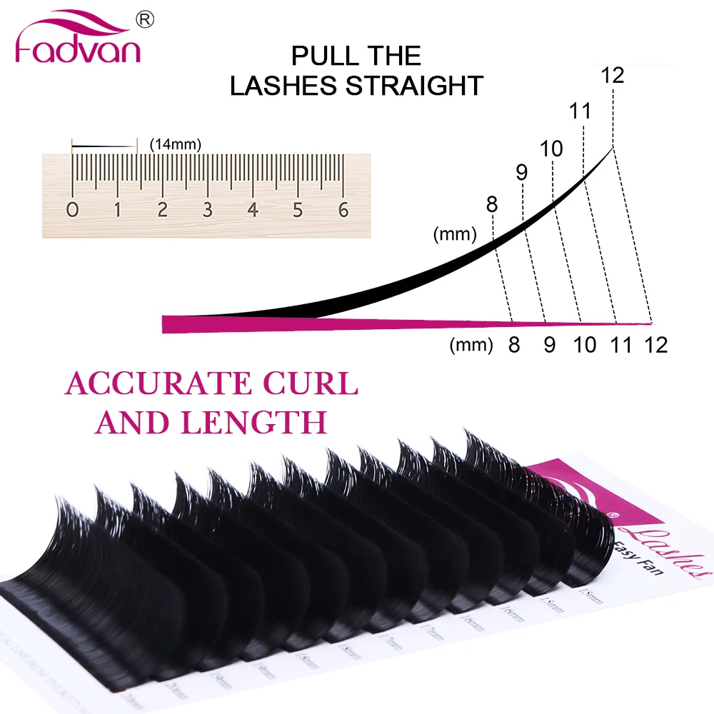 10 Case Easy Fanning Eyelash Extensions Faux mink Flare Soft Eye Lashes Russian Volume Eyelash Extensions Cilia Silk Lashes