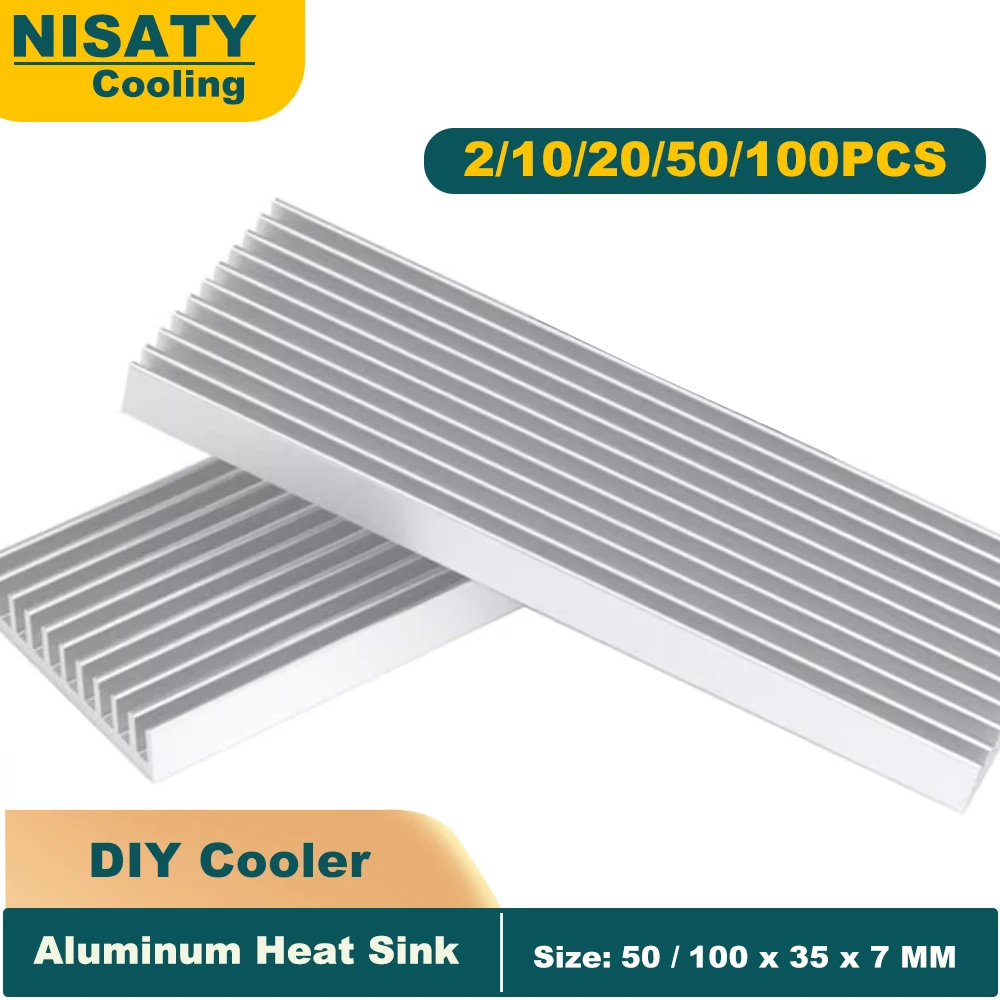 

50/100x35x7mm Aluminum Heatsink Radiator Heat Sink Cooler for LED Chip LCD Integrated Circuit Cooling Heat Dissipation