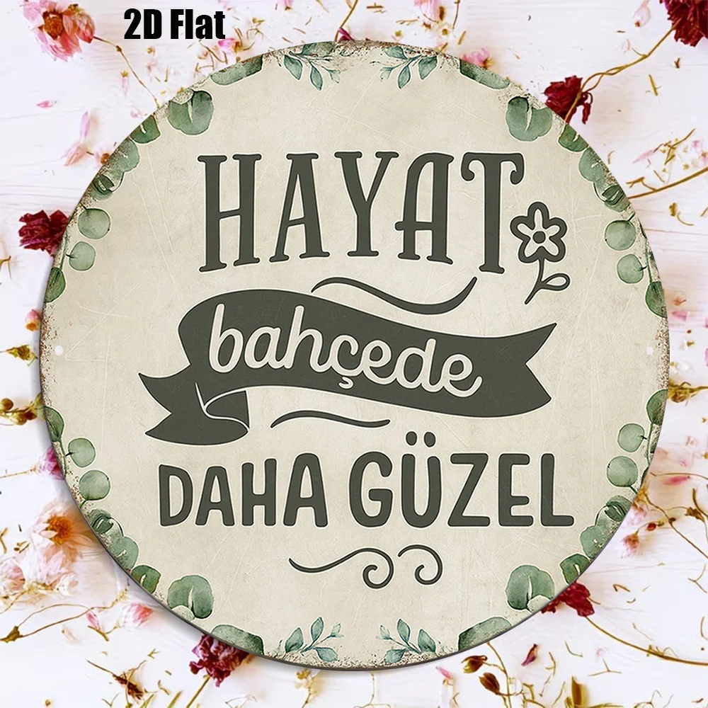 1 piece of 8*8in/20x20cm 2D flat round iron sign, vintage decorative plaque themed 