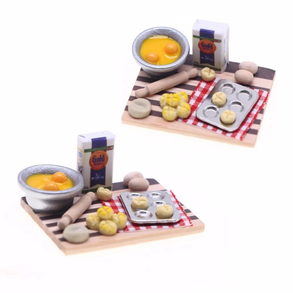 Miniatur-Gebäckherstellungstisch für Puppenhaus, Küche, Backszene, Basteln, Ausstellungsmodell, Sammlung, dekorativer Brotback-Setup