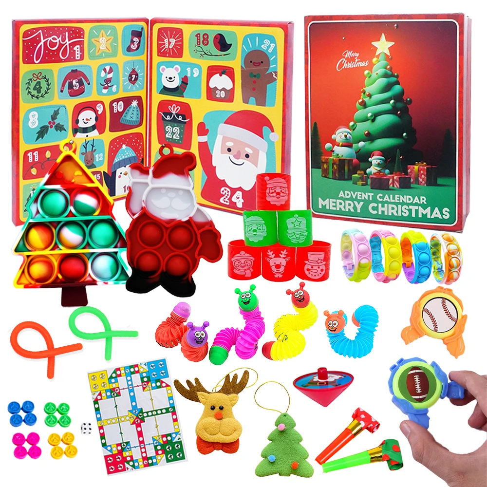 24 Days/Set Fidget Toys Christmas Advent Calendar Pack Anti Stress Kit Relief Figet Toy Blind Box Children's Christmas Gift