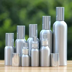 1-2pcs 20/30/50/60/100-500ml Aluminum Silver Empty Spray Bottle Fine Mist Refill Cosmetic Spray Jar Sample Subpackage Travel