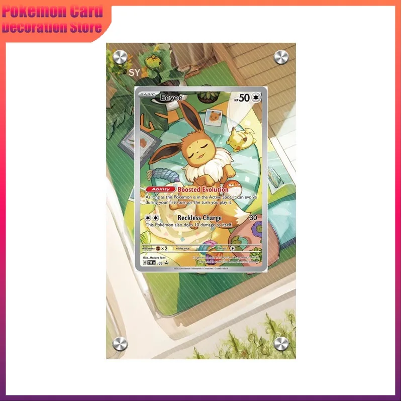 

Pokemon Card Gift Qikachu Eevee Acrylic Extended Painting Stuck Brick Anime Game Collection Card Extended Artwork Display Case