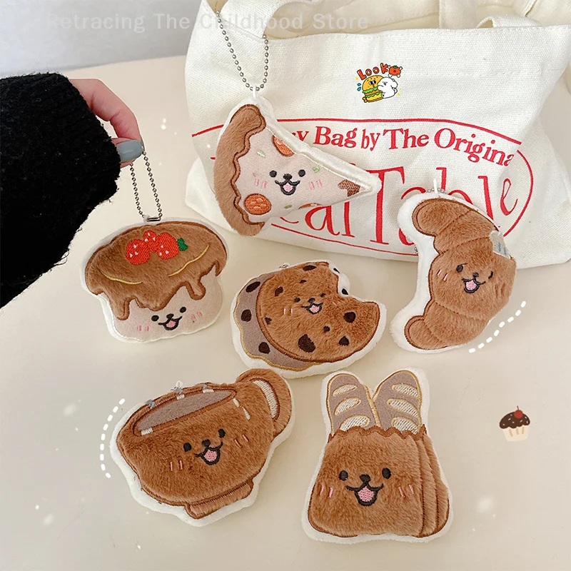 

Cute Cartoon Plush Bread Keychain Creative Simulation Stuffed Food Keyring Bag Pendant Backpack Hanging Decoration Gifts