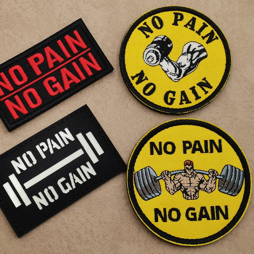 NO PAIN NO GAIN Inspirational Quotes Embroidery Sport Fitness Fabric Letter Funny Patch For Shirt Bag Hat DIY Sew-on Labels Hook