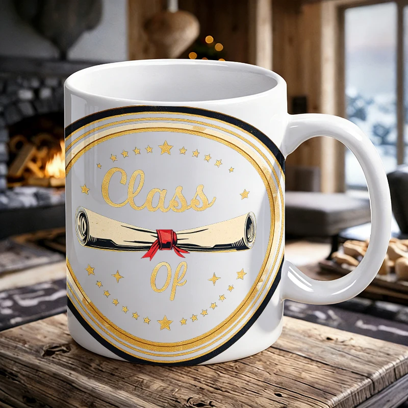 

Elegant Golden Star Medal Ceramic Mug, Coffee Mug, Milk Cup, Office Tea Cup, Drinking Cup, Gift for Friends, Fade-Resistant