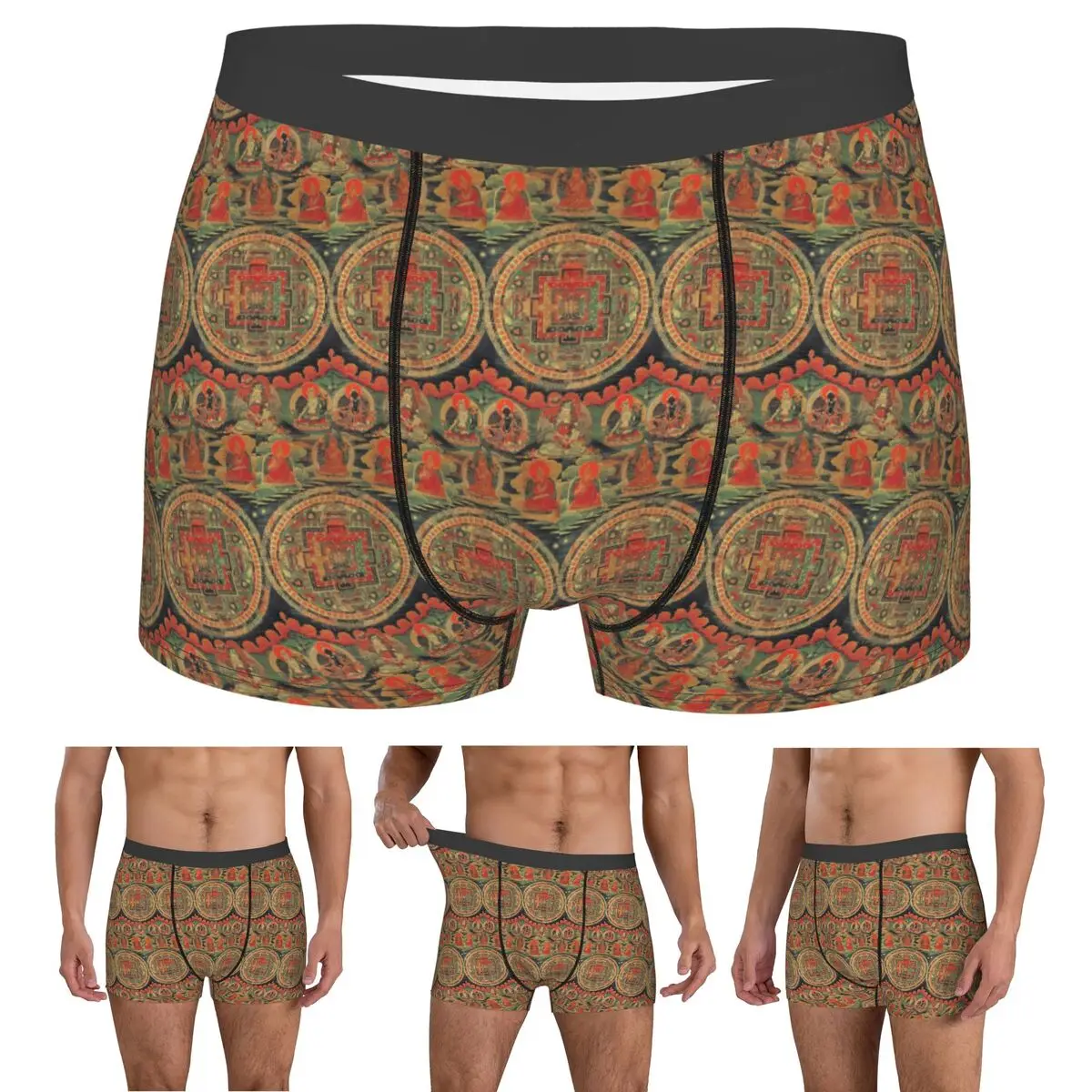 Boxer Underpants Shorts India Mandala Zen Buddha Panties Men's Breathable Underwear for Homme Man Boyfriend Gifts