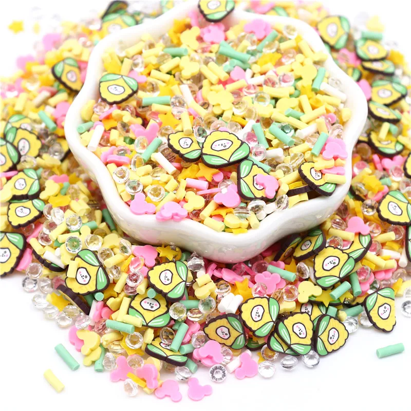 10g Polymer Clay Mix Fruit Slices Lemon Strawberry Plastic Klei Mud Particles for Card Making Tiny Cute DIY Crafts Nail Art