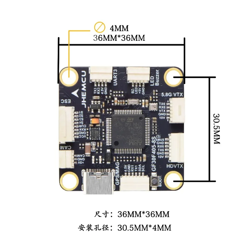OverShoot JHEMCU GF30F405 Flight Controller ICM42688P mit 90A/110A ESC 3-8S Lipo für RC FPV Long Range Drone