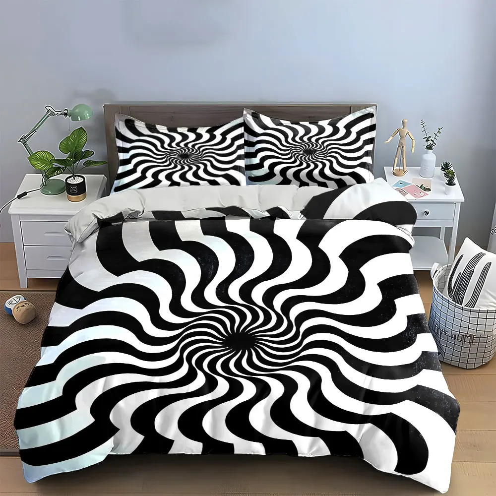 

Abstract Spiral Art Three-Piece Decor Bedding Set with 1 Duvet Cover 2 Pillowcases Single Double King Queen, Gift