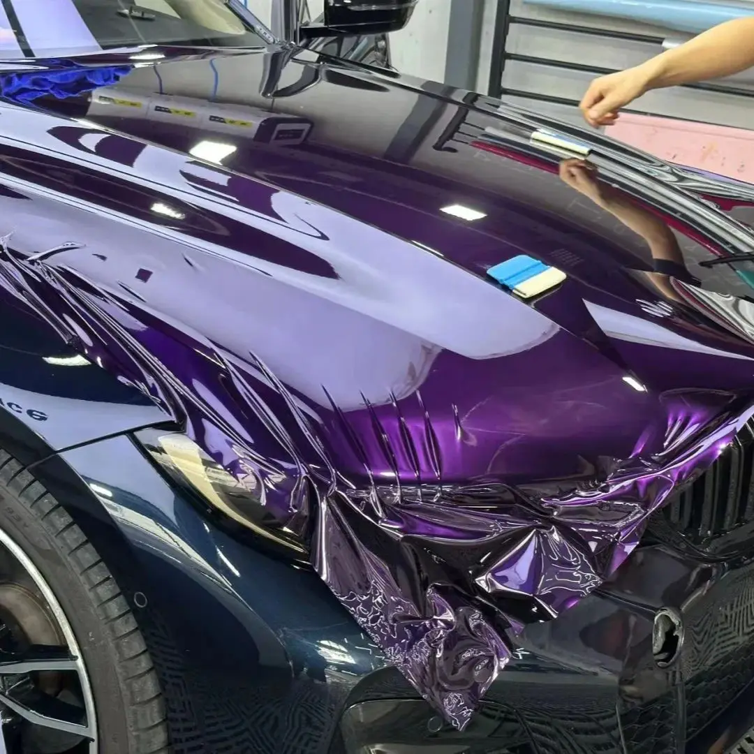 18M Roll High Glossy Metallic Midnight Purple Vinyl Film Sticker DIY Car Wrap Foil with Air Release Self Adhesive Decal Wrapping