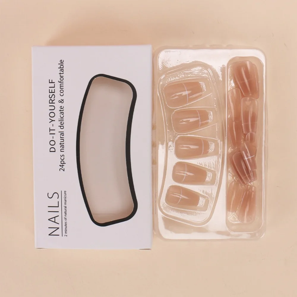 Wearable Manicure French Fake Nails Fashion Full Cover Square Head Nail Tips False Nail Girl