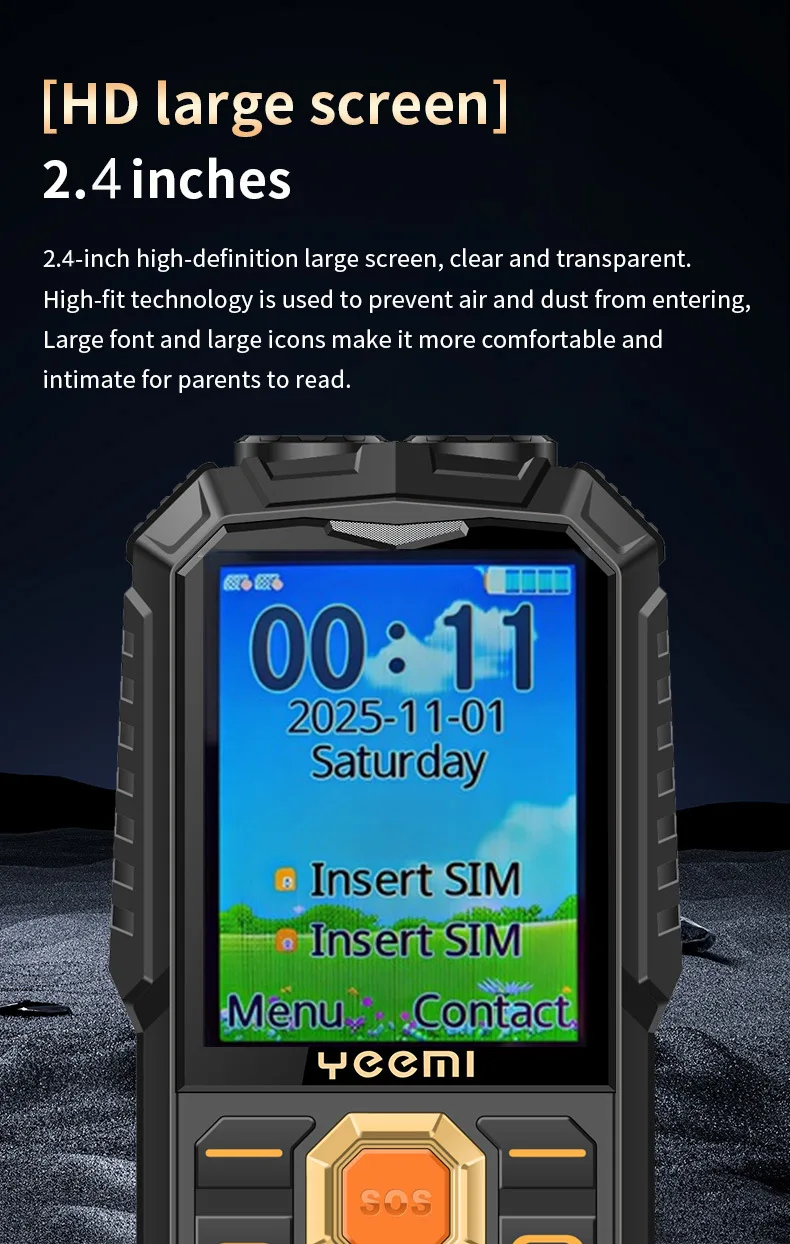 YEEMI Q5 LTE 4G Mobile Phone 2.4'' Screen 3000mAh Dual SIM HD Call Camera FM Double LED Flashlight Type-C Outdoor Button Phone