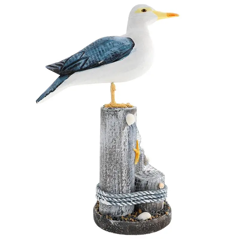 Bird Nautical รูปปั้น Beach Seagull Seabird Figurines ประติมากรรม Figurine รูปปั้นประดับสวนตารางไม้สัตว์ Coastal