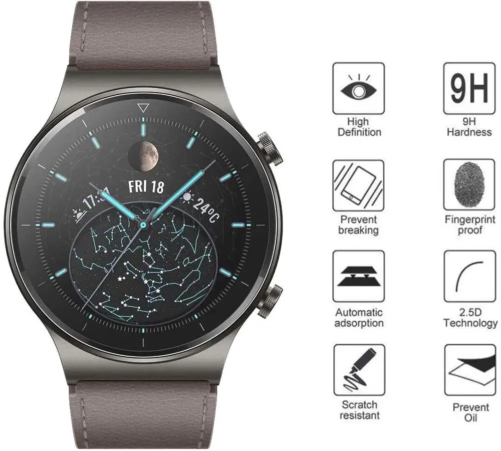 FIFATA-Película protectora de pantalla para reloj inteligente Huawei, película de vidrio transparente protectora contra arañazos, 3D, HD, GT 2 Pro, 2 uds.