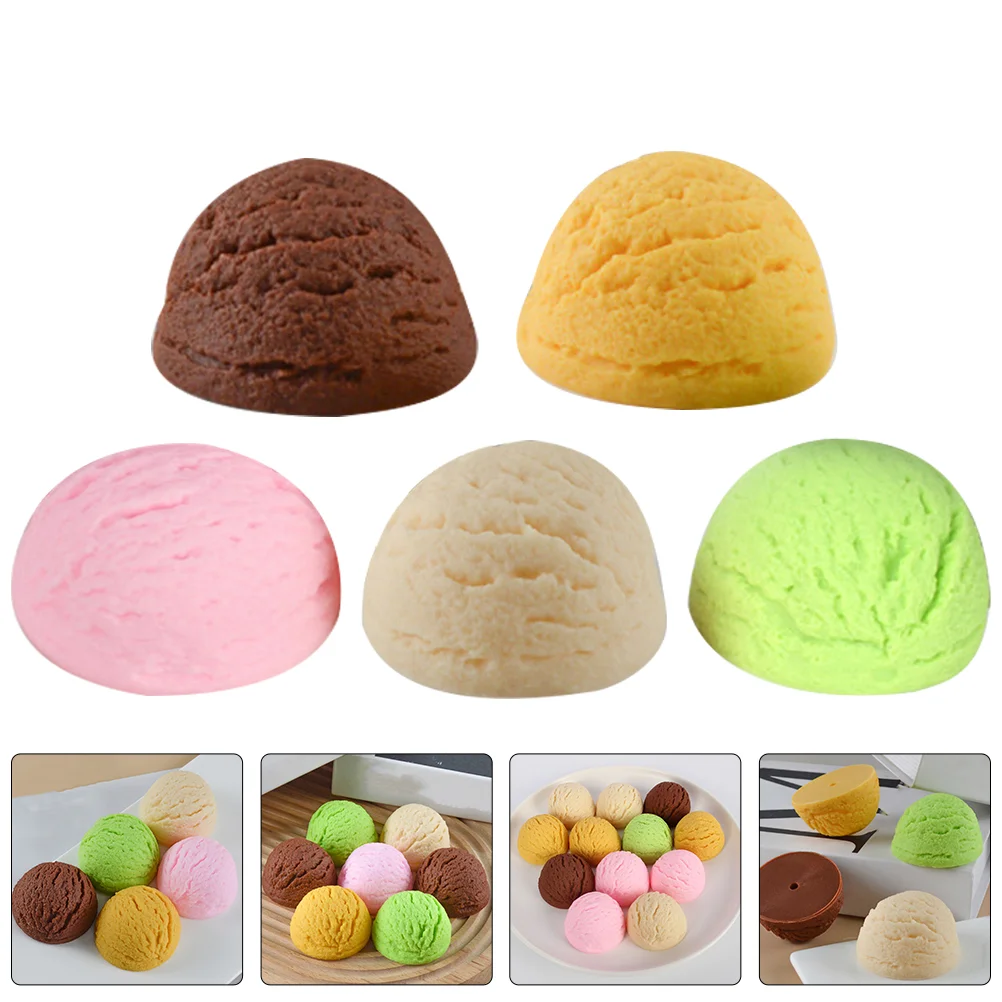 

5 Pcs Simulation Ice Cream Party Supplies Balls Prop Fake Toy Bread Faux Pvc Model