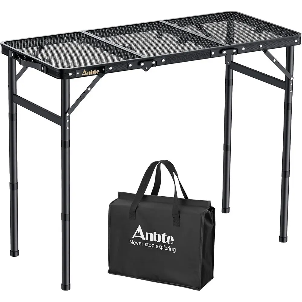 

Adjustable Height Portable BBQ Grill Table with Mesh Surface, Up to 27.5, Ideal for Outdoor Picnics and Cooking