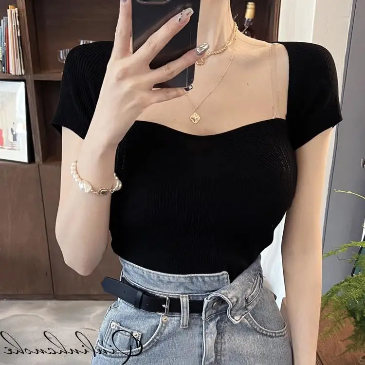 

Сексуальный вязаный женский весенний топ с низким вырезом ort Sve 5STUDIO, повседневный удобный дышащий моющийся топ