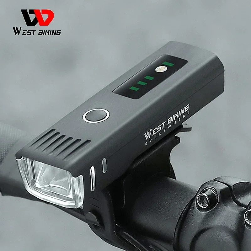 WEST BIKING Bicycle AUTO Headlights 250-1600 Lumens Rechargeable Bike Front Light Dual LED Flashlight Cycling Accessories