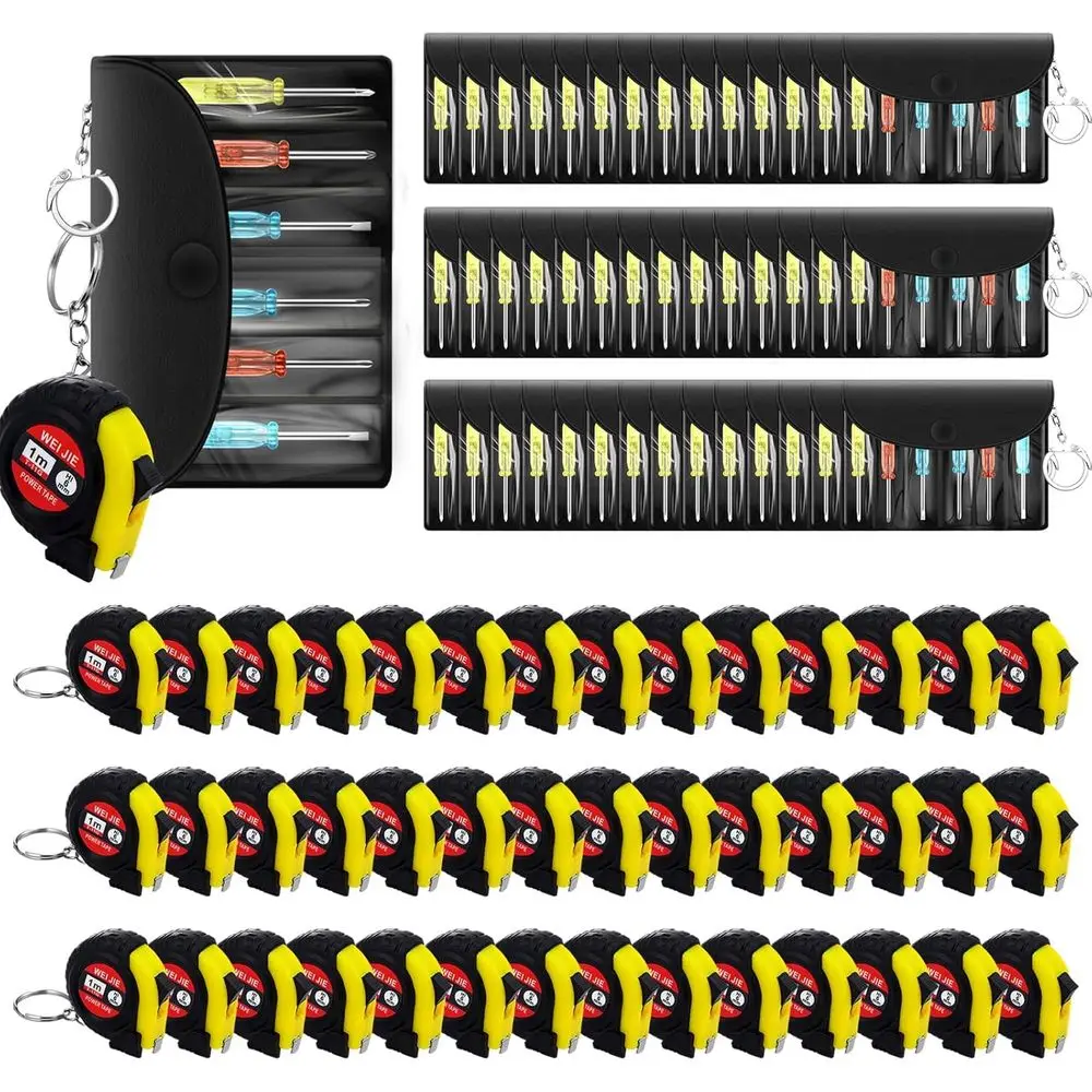 

84 Pcs Mini Tape Measure Keychains Mini Screwdriver Keychain Set Valentine's Day Men Gifts Bulk for Adult Tool Party Favors