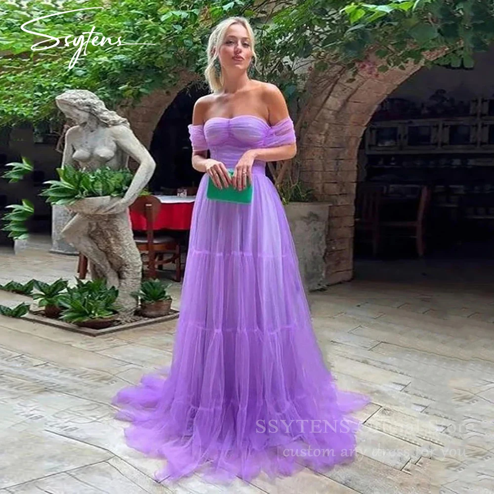 

SSYTENS Prom Dresses Tulle Evening Dress A Line Formal Occasions Wlegant Ladies Wedding Party Dressesفساتين السهرة