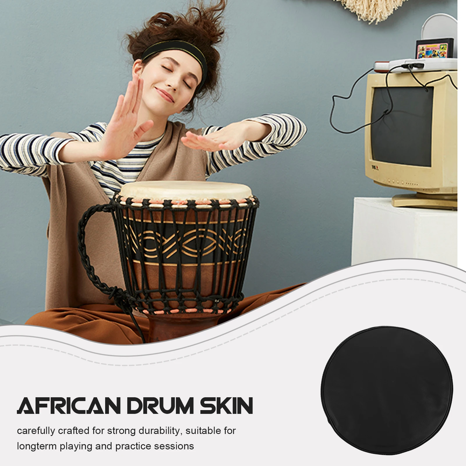 غطاء طبل مقاس 13 بوصة للطبول الأفريقية، حماية لجميع الأحوال الجوية، درع أشعة الشمس، رأس بديل مثالي لـ Djembe #4