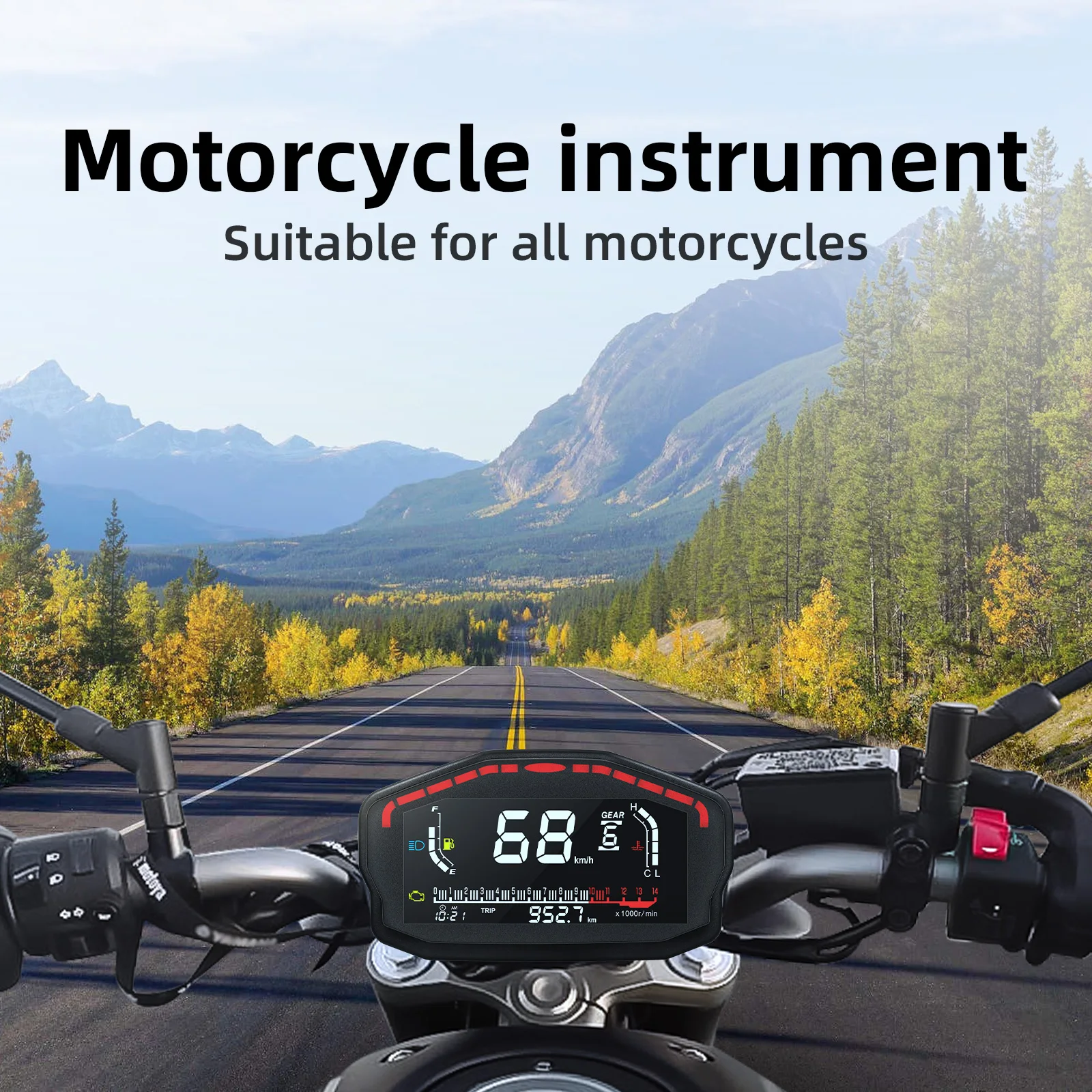 AD Motorcycle Modified Instrument + Speed Sensor Motorcycle Speedometer Tachometer LCD Meter Speed Fuel Meter Odometer Meter