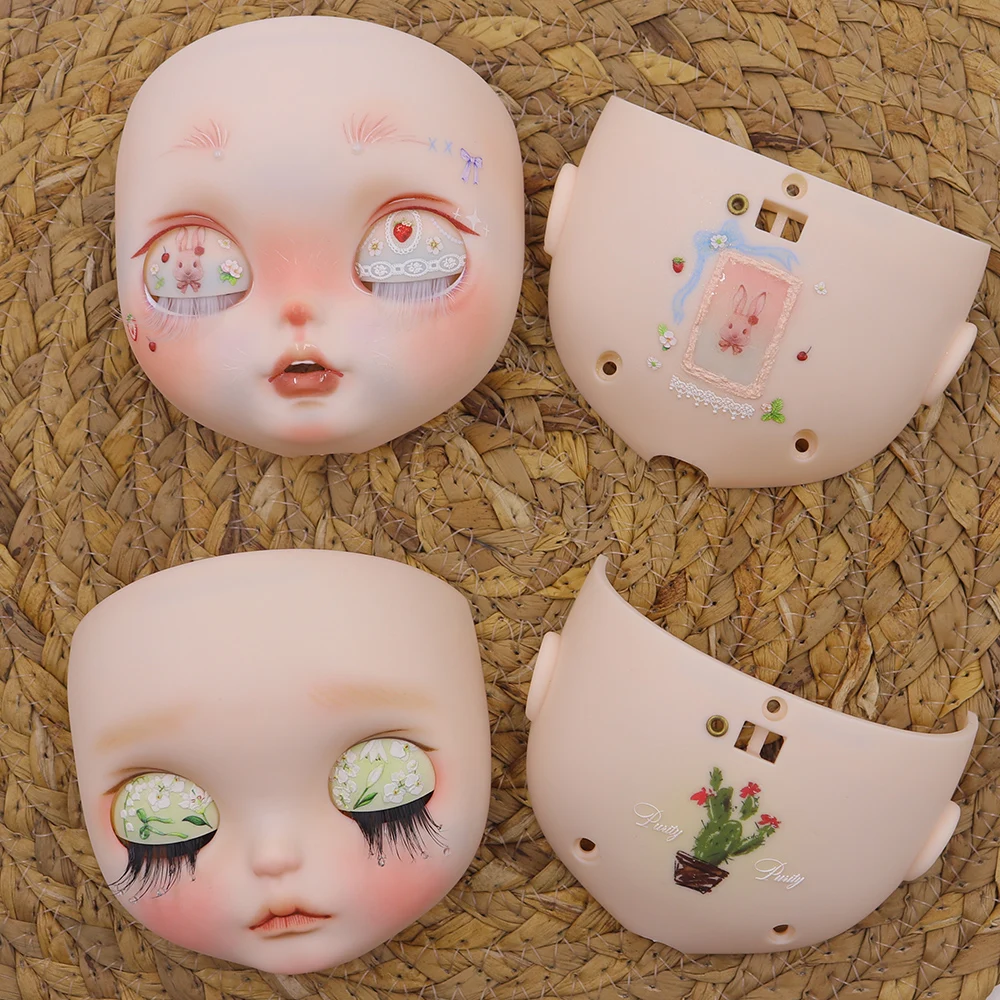 ICY DBS Blyth 1/6 Hand Painted Makeup White Skin White Eyelashes Cute Doll Face with Screws and Cute Rope DIY Toys SD