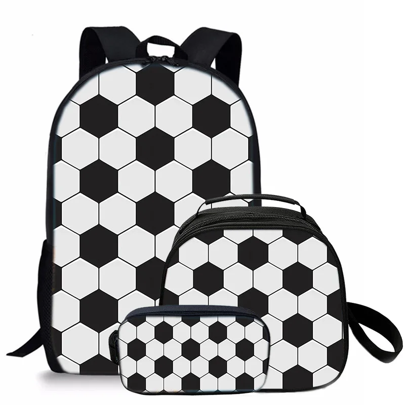 Classic Popular football 3D Printed 3pcs/Set student School Bags Travel Notebook Backpack Crossbody Lunch bag Pencil Case