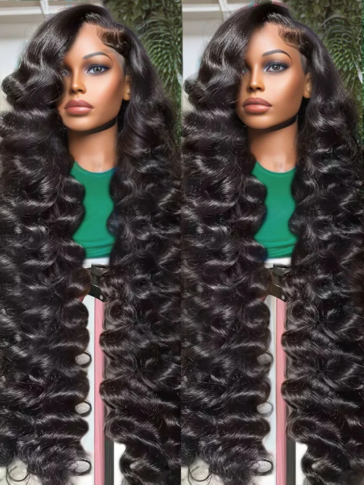 HD 300 Density HD 13x6 Loose Wave Lace Frontal Human Hair Wig 30 40 Inch Brazilian 13x4 Lace Frontal Wig Pre Plucked For Women