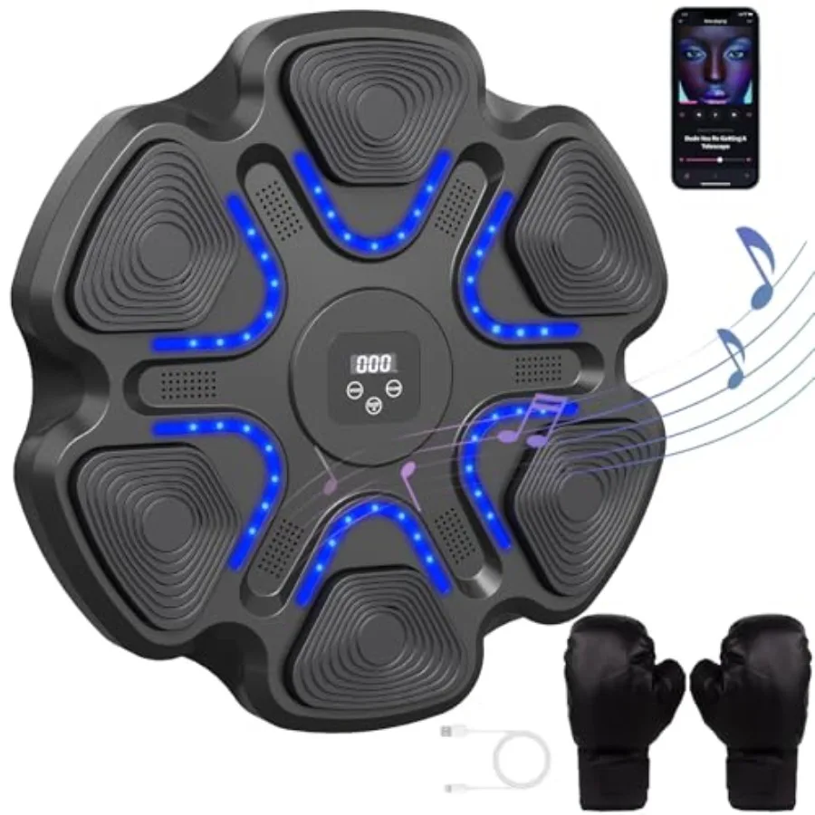 Allenatore di boxe musicale Bluetooth intelligente montato a parete con guantoni da boxe per uso domestico interno e in palestra Allenamento elettronico per bersaglio da boxe