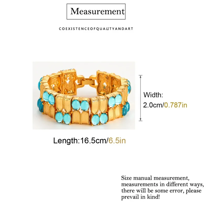 Vintage Sea Blue Bracelets Egg Face Gold Color Bangle Colorful Rhinestone Elegant Fantacy Luxury 2026 New Popular Trend Party