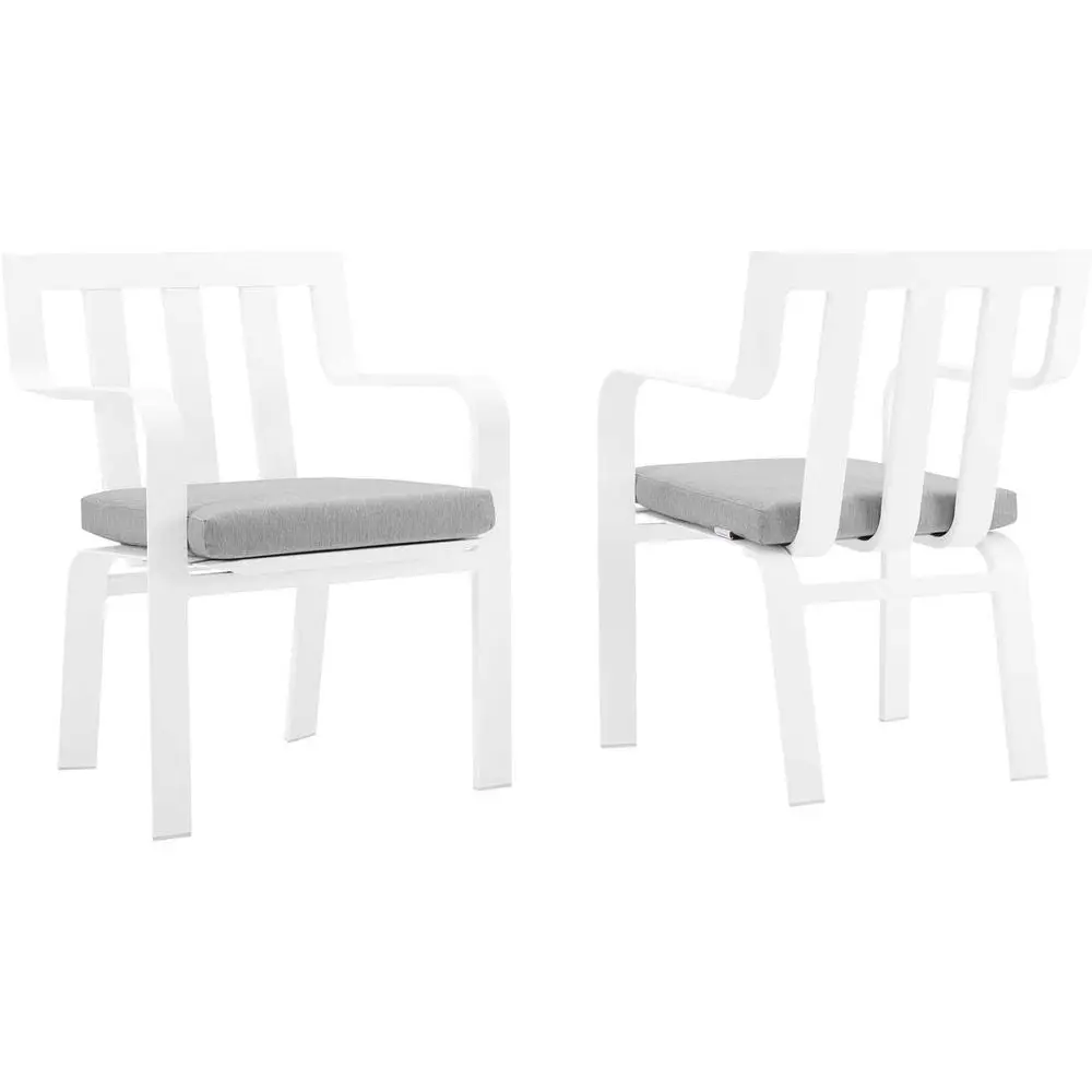 

Baxley 32" ern abric Outdoor Patio Armchair in White/Gray (Set o 2)