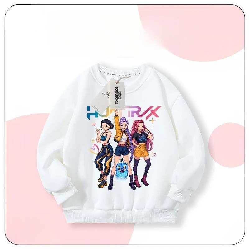 KPop شيطان الصيادين فتاة Crewneck البلوز الخريف الاطفال ملابس رياضية الخريف البلوفرات س الرقبة طويلة الأكمام بلايز الاطفال الملابس