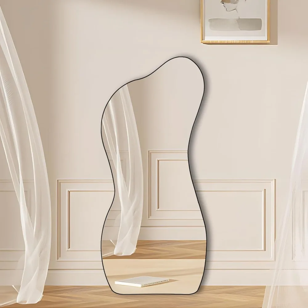 Large Irregular Shaped Mirror, Big Asymmetrical Wall Mirror, Modern Unique Organic Mirror for Living Room Bathroom Bedroom