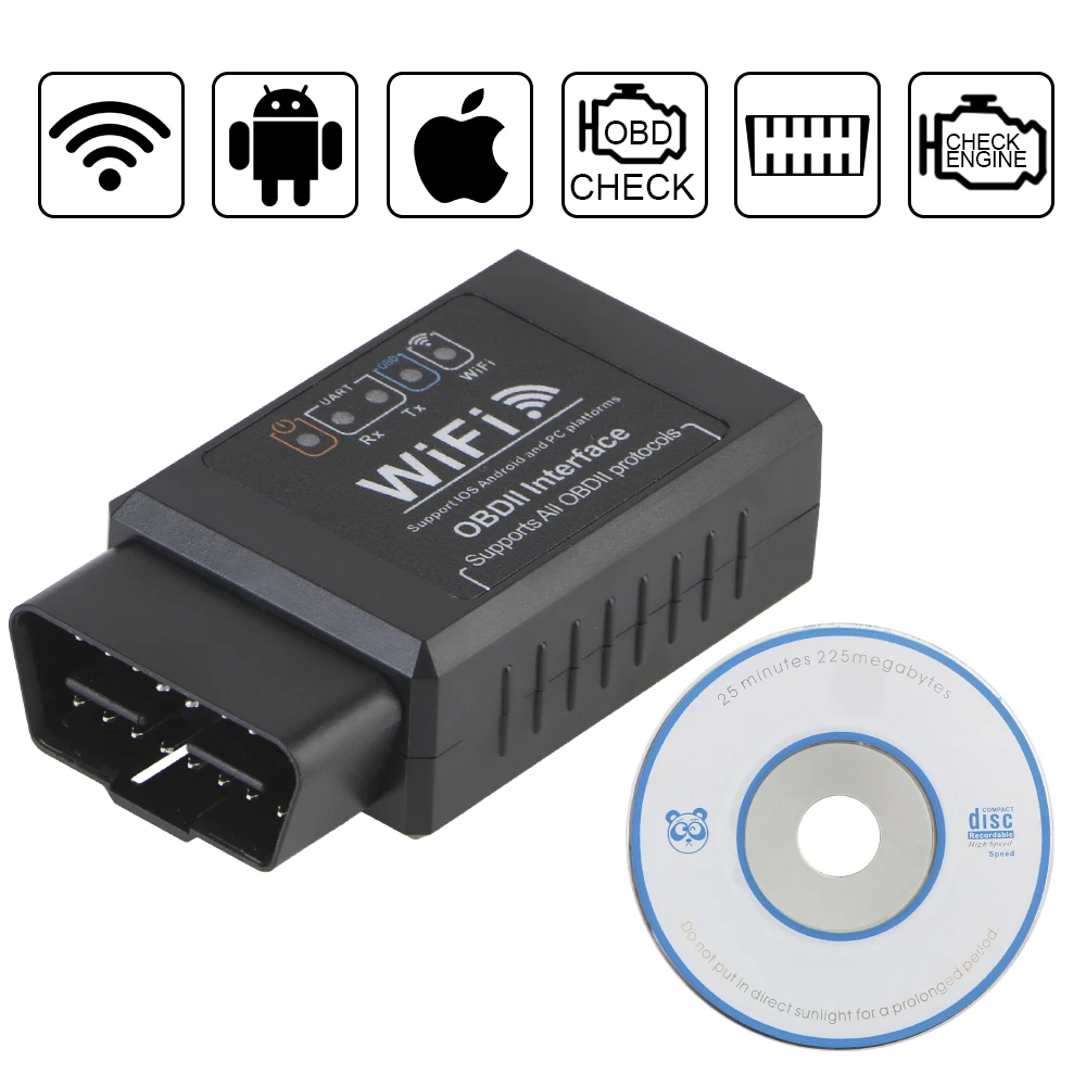 

OBD2 OBDII Инструмент сканирования для iOS и Android Автомобильный детектор Автомобильный диагностический сканер ELM327 WIFI Инструмент для проверки света двигателя