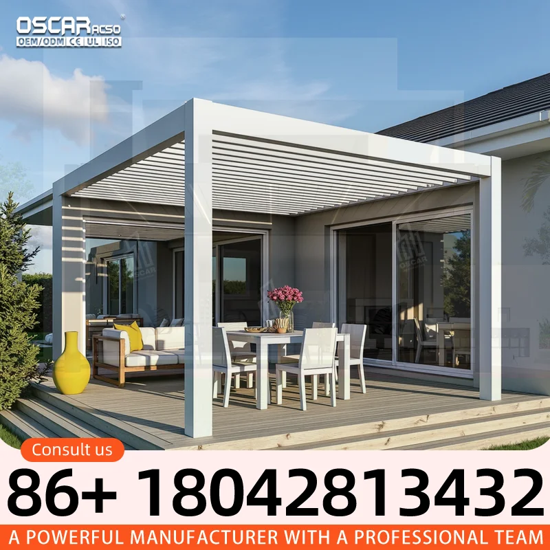 Outdoor Louvered Roof Electric System 3X4 Bioclimatic Aluminium Structure for Garden Patio Balcony pergola