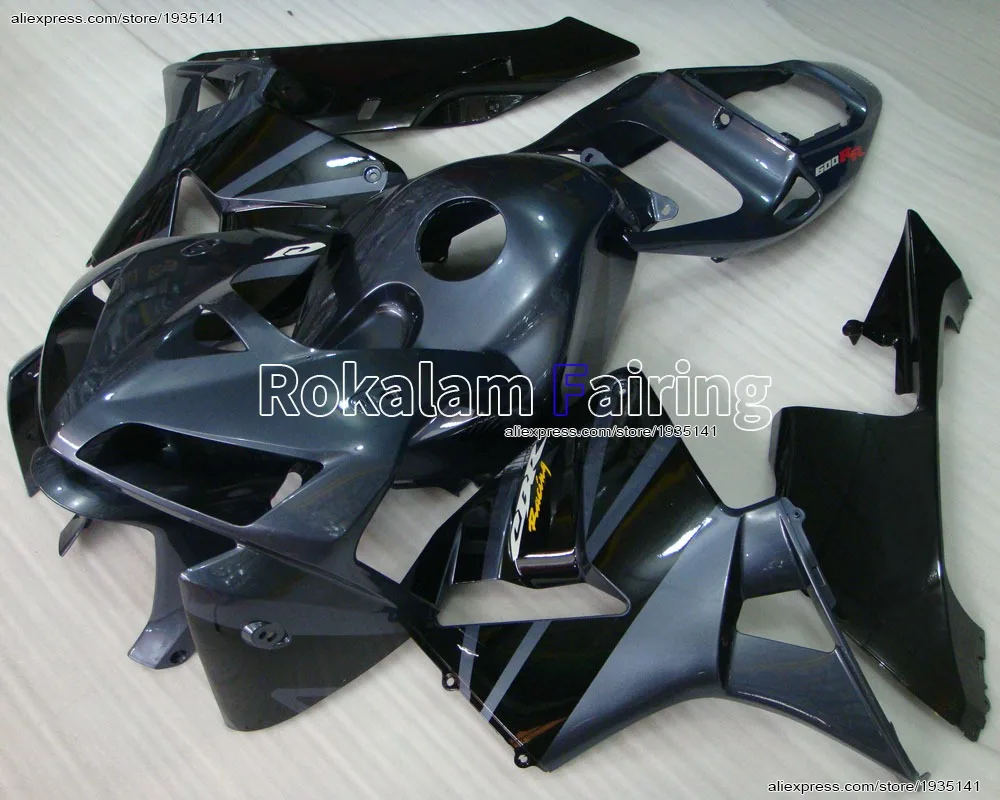 

Для Honda CBR600RR F5 2005-2006: Комплект черно-серых обтекателей (инжекционное литье) для спортбайков CBR 600RR 05-06