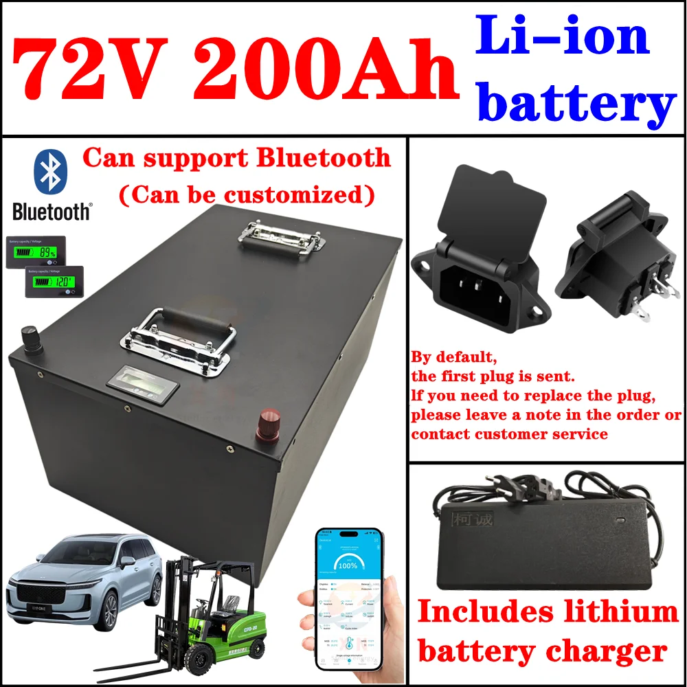 Waterproof 72V 200Ah Li-ion Battery Li-ion Bluetooth BMS APP for 7200W Golf Cart Camping Equipment Two Wheeler Power Supply