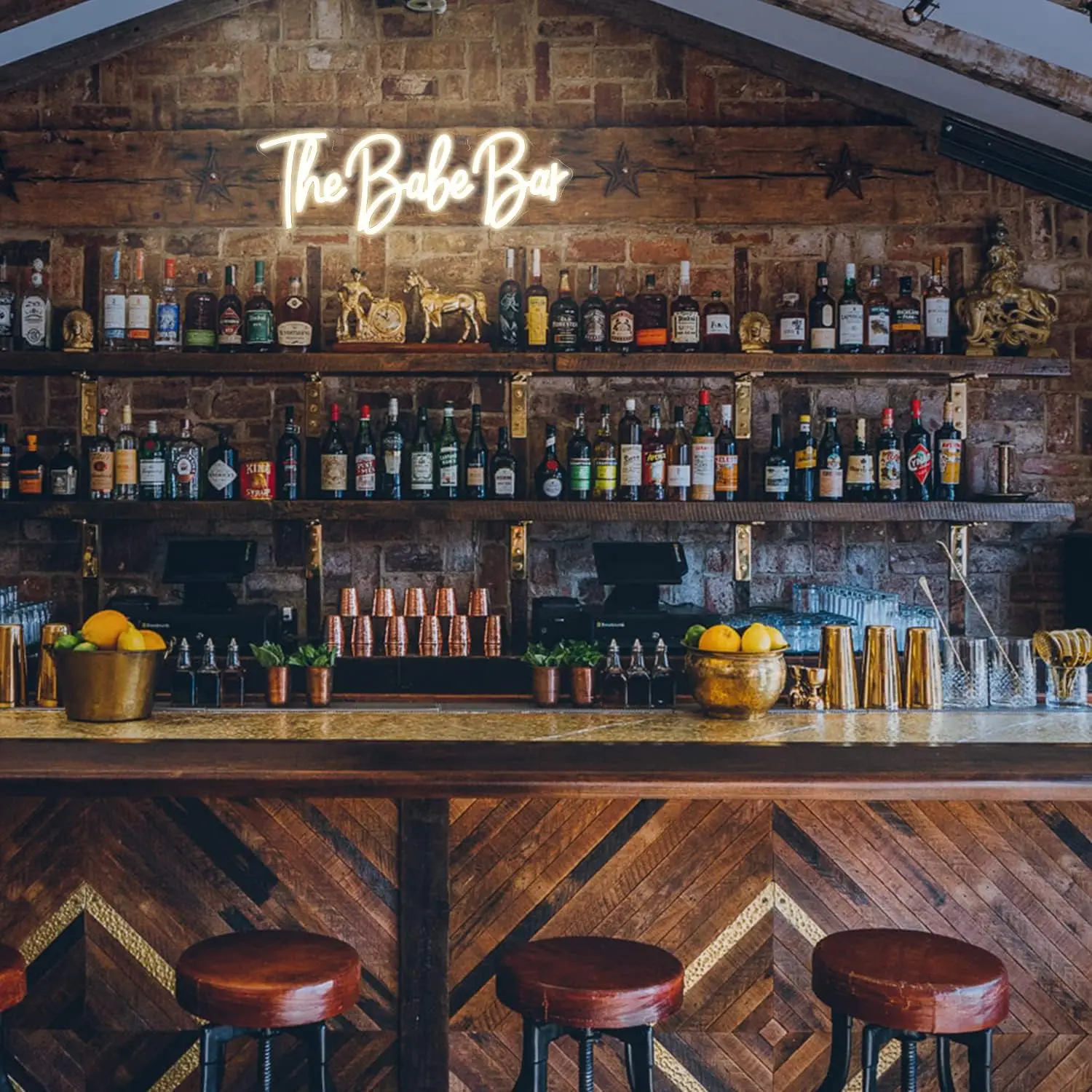 The Babe Bar Neon Led Sign Warm White Neon Sign for Wall Decor USB Powered Neon Lights Sign for Living Room Windows