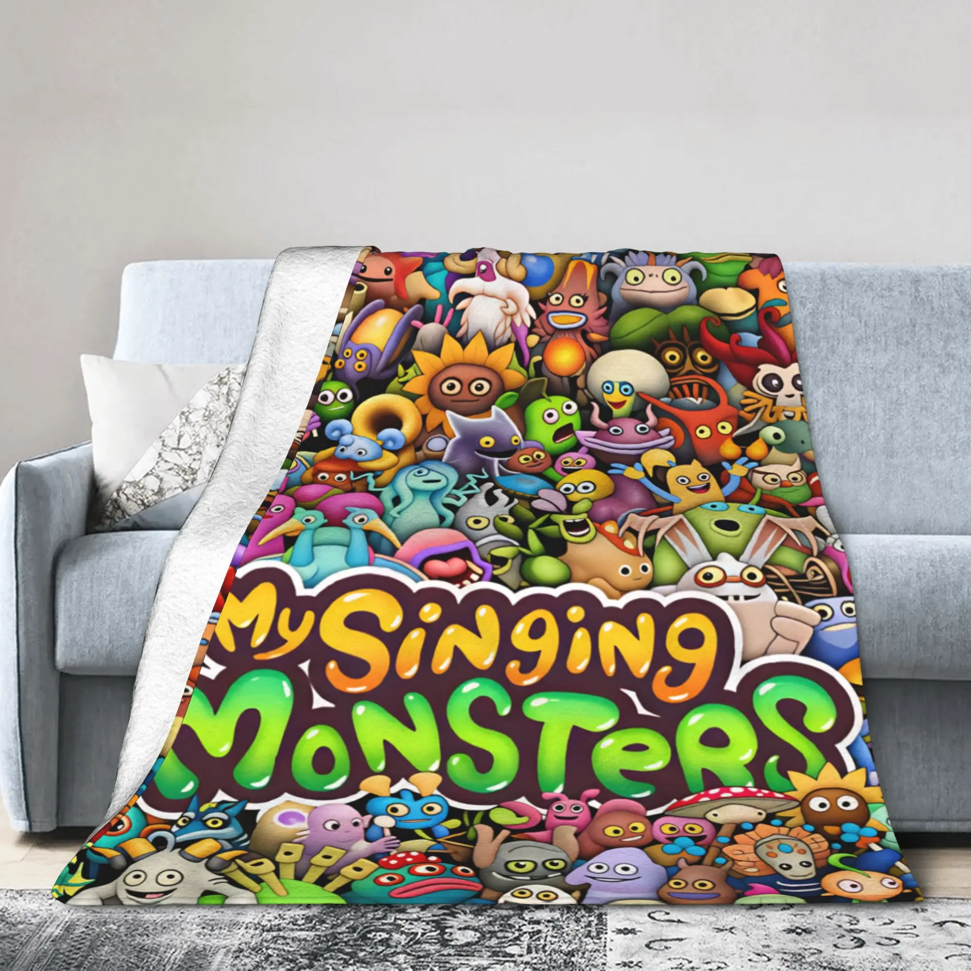 My Singing Monsters Video Game Cartoon Plush Blanket Kids Flannel Throw Blanket For Living Room Warm Quality Bedspread Gift Idea