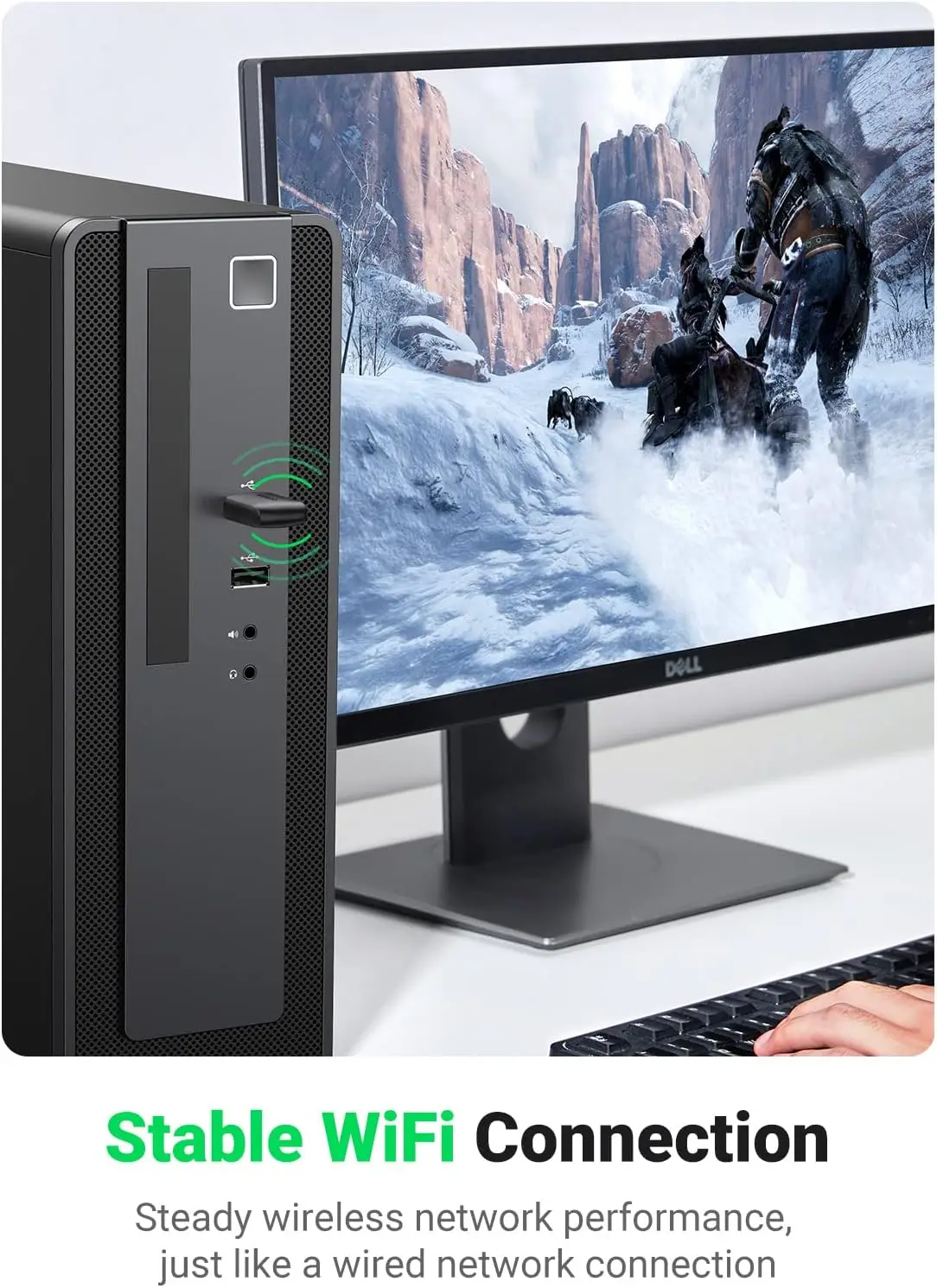 อะแดปเตอร์ WiFi UGREEN AC650 สำหรับคอมพิวเตอร์ตั้งโต๊ะ 5G 2.4G ดองเกิล WiFi แบบดูอัลแบนด์ อะแดปเตอร์เครือข่ายไร้สาย USB ขนาดเล็กสำหรับคอมพิวเตอร์