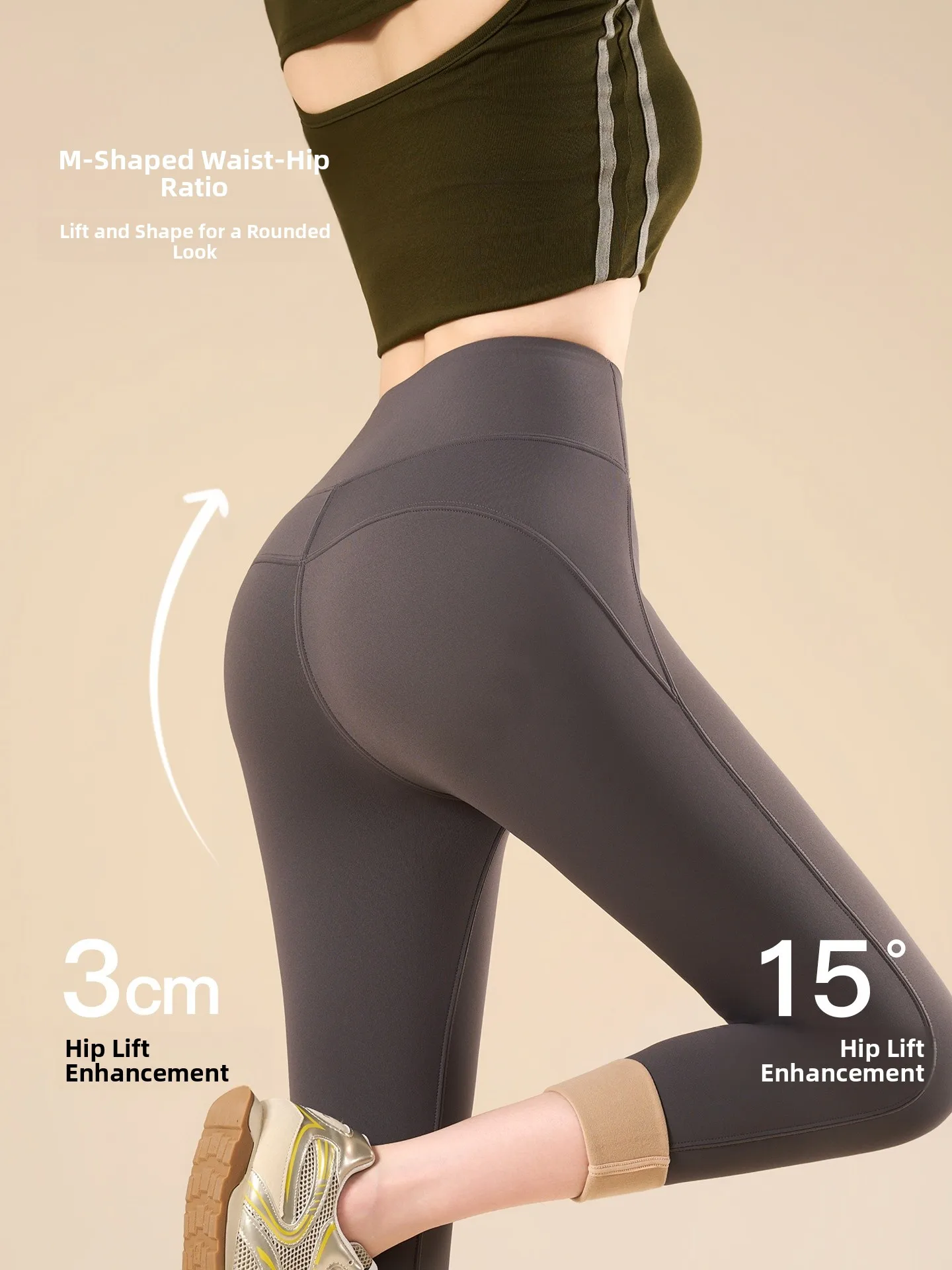 Pantaloni da yoga foderati in Fce a vita alta da donna Autunno Inverno Collant fitn dimagranti M Pantaloni in pelle arca sui fianchi