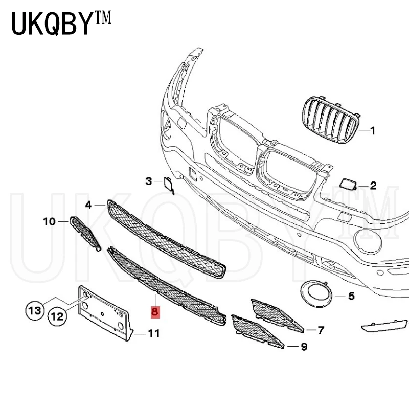 In Het Midden Van De Grille X3 E83 2.0d 3.0sd 51113416203